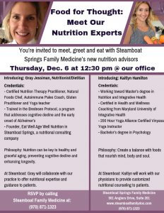 Steamboat Springs Medicine New Nutrition Experts Flyer