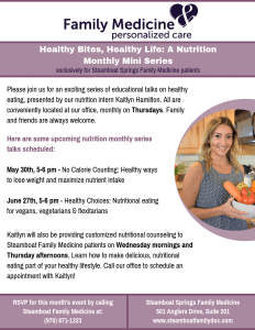 Steamboat Springs Family Medicine: May 30th Nutrition Talk - Healthy ways to lose weight